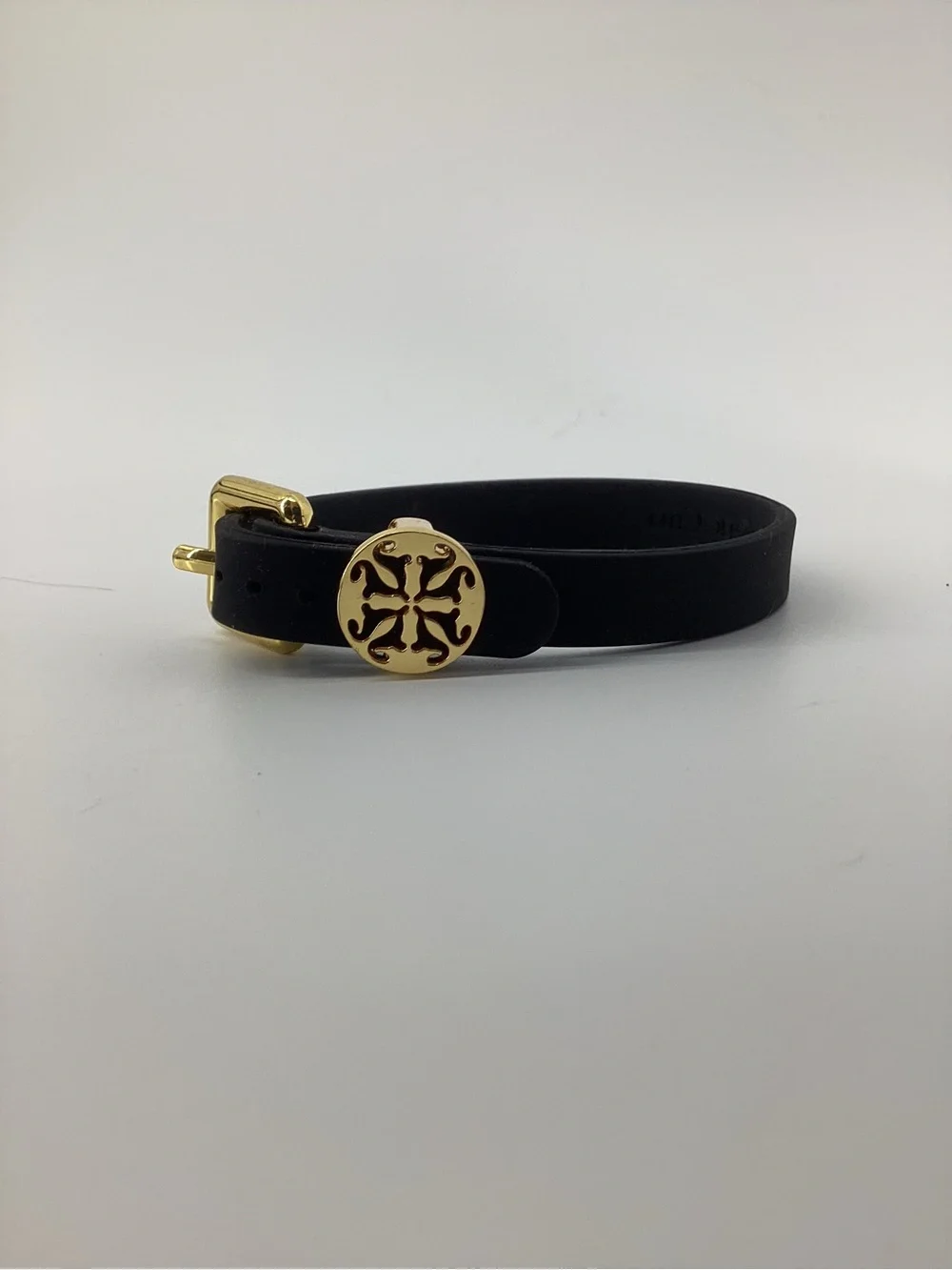 Rustic Cuff Pink Silicone Bracelet with Gold Charm